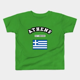 🏺 Athens Greece Strong, Greek Flag, Est 1400 BCE, City Pride Kids T-Shirt